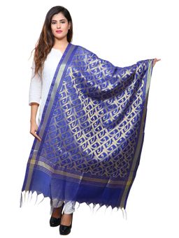 Banjara India - Women Blue Woven Banarasi Kora Silk Zari Dupatta