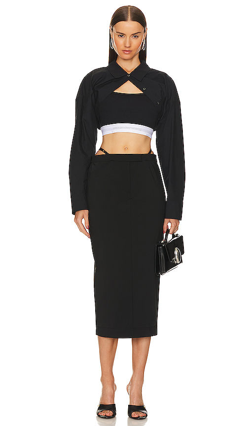 Buy Alexander Wang Fitted Long Skirt With Logo And Elastic G