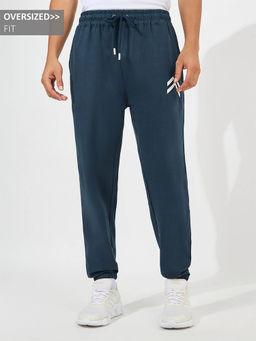 Styli - Men Navy Blue Oversized Fit Jogger with Minimal Detail