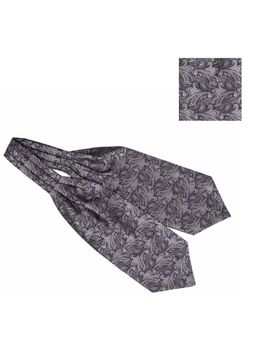 The Tie Hub - Custom Grey Paisley Cravat and Pocket Square Combo For Men