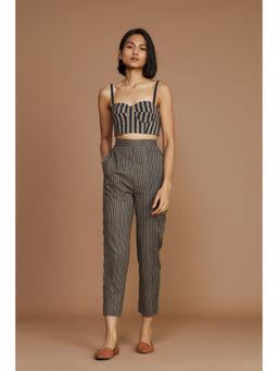 Mati - Brown with Charcoal Striped Crop Top