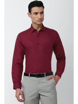 Van Heusen - Men Maroon Regular Fit Solid Full Sleeves Formal Shirt