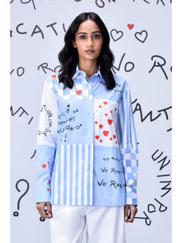 Genes Lecoanet Hemant - Women'S Chess Board Printed Shirt Light Blue