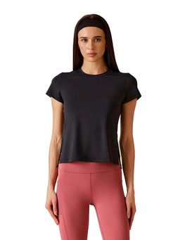 STRCH - Women Black Nylon Airing T-Shirt