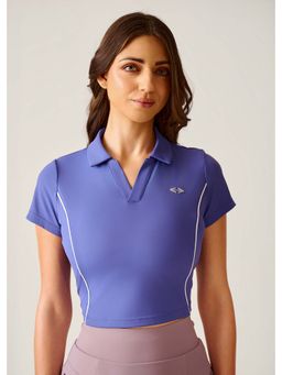 STRCH - Women Blue Nylon Play Core Polo T-Shirt