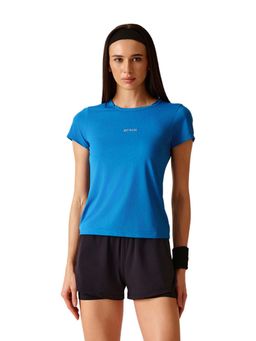 STRCH - Women Blue Nylon High Performance Strappy Back T-Shirt