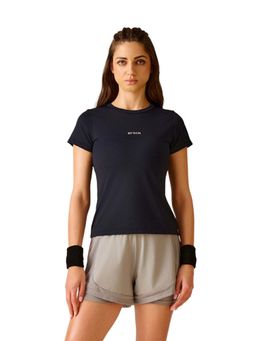 STRCH - Women Black Nylon High Performance Strappy Back T-Shirt