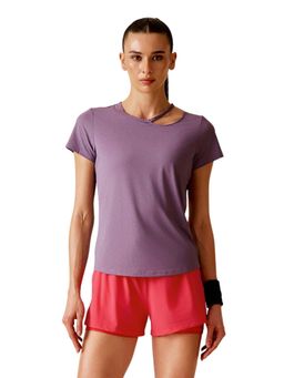STRCH - Women Purple Nylon Play Core Gym T-Shirt