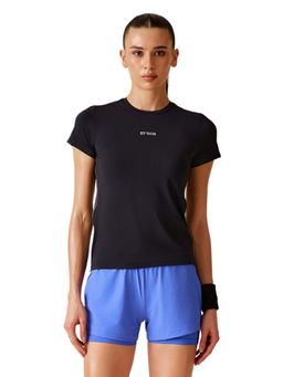 STRCH - Women Black Nylon Motion Training T-Shirt