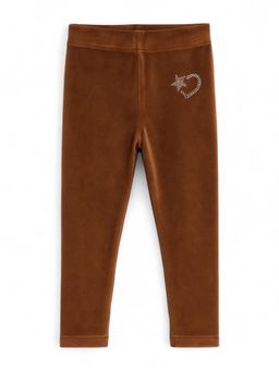 Lil Lollipop - Girls Brown Solid Velvet Leggings