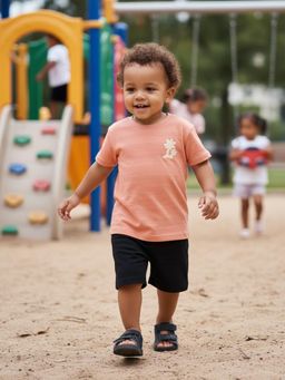 MINI KLUB - Pink Cotton Half Sleeves Solid T-Shirt