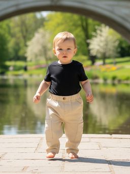 MINI KLUB - Beige Cotton Solid Woven Pant