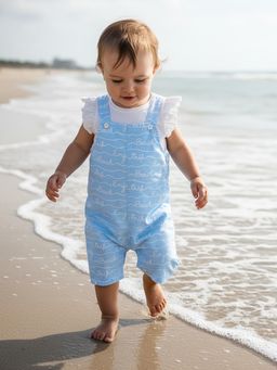 MINI KLUB - Cotton Text Printed Dungaree with Top