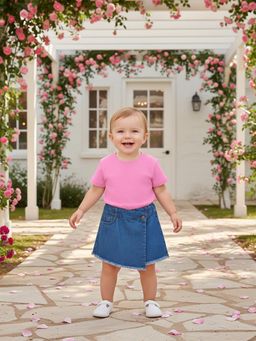 MINI KLUB - Blue Cotton Solid Denim Skorts