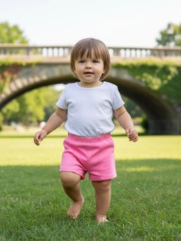 MINI KLUB - Pink Cotton Solid Shorts