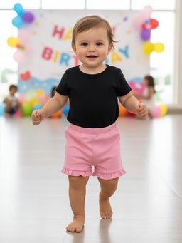 MINI KLUB - Pink Cotton Solid Shorts