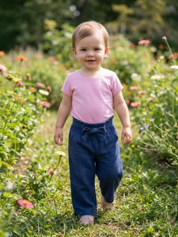 MINI KLUB - Navy Blue Cotton Solid Woven Pant