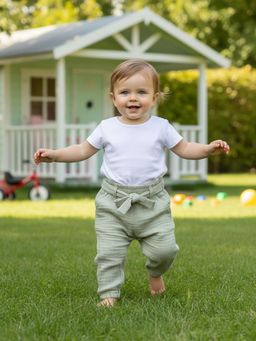 MINI KLUB - Green Cotton Solid Woven Pant