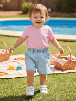 MINI KLUB - Blue Cotton Solid Shorts