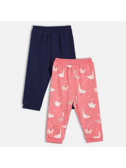 MINI KLUB - Cotton Birds Printed and Solid Knit Pants (Pack of 2)