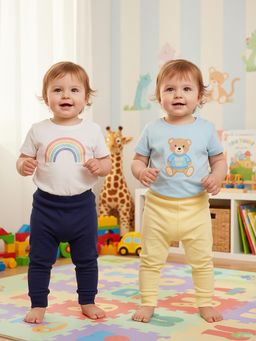 MINI KLUB - Cotton Solid Knit Pants (Pack of 2)