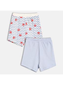 MINI KLUB - Cotton Crab Printed and Solid Shorts (Pack of 2)