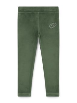 Lil Lollipop - Girls Olive Solid Velvet Leggings