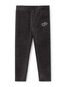 Lil Lollipop - Girls Black Solid Velvet Leggings