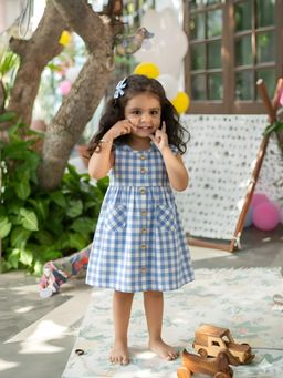 Oh My Bebe - Organic Sleeveless Gingham Dress with Hair Clip