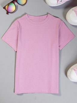 The Fit Theory - Boys Lavender Short Sleeves Solid Round Neck T-Shirt
