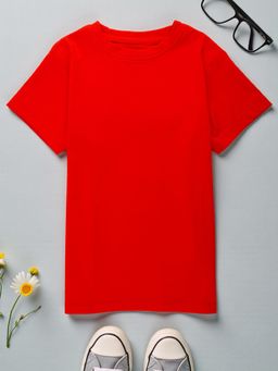 The Fit Theory - Boys Rust Short Sleeves Solid Round Neck T-Shirt
