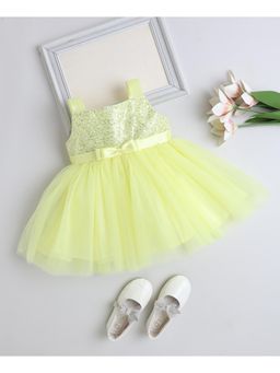 The Magic Wand - Yellow Woven Sleeveless Corsage Detailed Flared Dress