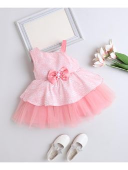 The Magic Wand - Peach Woven One Shoulder Corsage Detailed Layered Dress