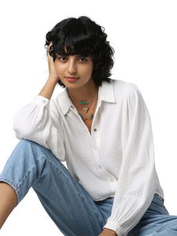 ONLY - Women Textured Yellow Shirt