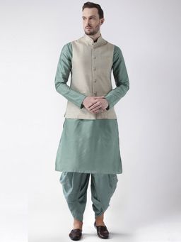 KISAH - Men Green Kurta Jacket (Set of 3)