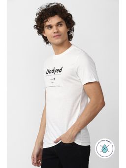 Peter England - Men White Cotton Printed Round Neck T-Shirt