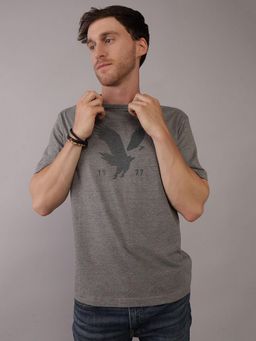 American Eagle - Men Grey Blended Fabric Graphic Printed Crew Neck T-Shirt