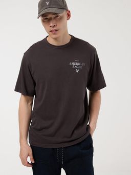 American Eagle - Men Brown Blended Fabric Printed Crew Neck T-Shirt