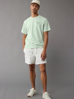 American Eagle - Men Green Blended Fabric Solid Crew Neck T-Shirt