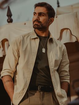 Andamen - Regular Fit Men Khaki Full Sleeve Zip Opening Overshirt