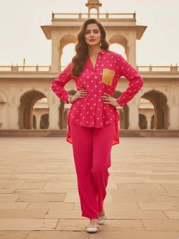 Ishnya - Phuljari Pink Glow Tunic with Palazzo