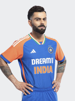 adidas - T20I M JSY H/S Men Blue Sports Jerseys