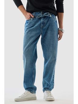 Snitch - Blue Solid Loose Fit Jeans