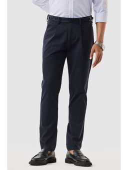 Snitch - Navy Blue Solid Slim Fit Trouser