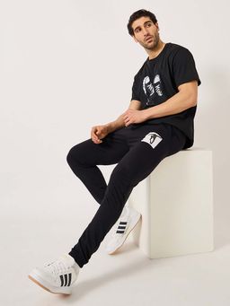 Styli - Black Solid Slim Fit Trackpant