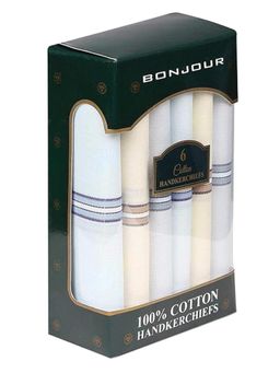 Bonjour - Mens Formal Cotton Handkerchiefs (Pack of 6)
