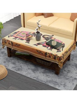 Kuber Industries - Gold Jute 4 Seater Table Cover