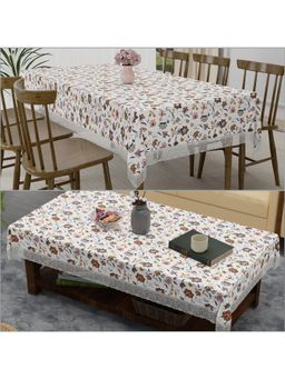 Kuber Industries - Cream Plastic Table Cover (Pack of 2)