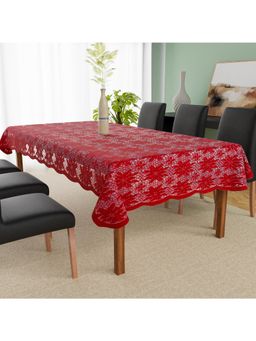 Kuber Industries - Maroon Cotton 6 Seater Table Cover