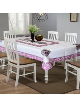 Kuber Industries - Pink Plastic 6 Seater Table Cover